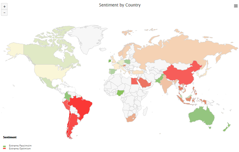 Mapa de optimismo muestra alto optimismo en Brasil, China
